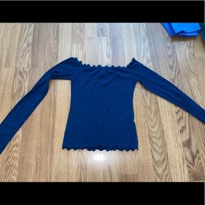 Blue off the shoulder long sleeve
